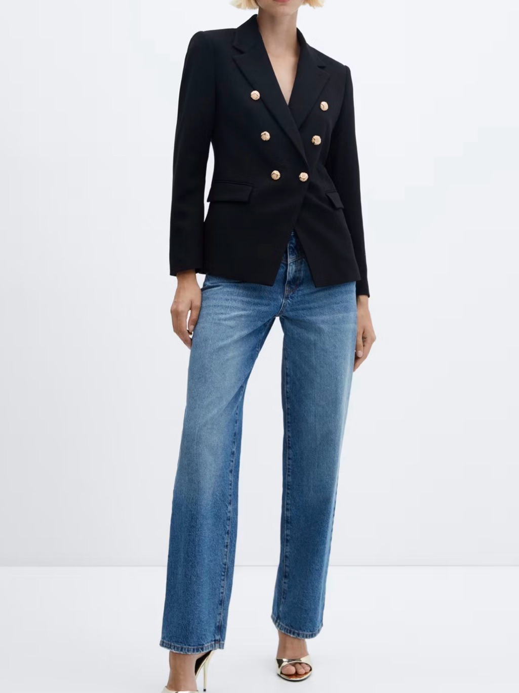 Mango Jacket Black With Gold Buttons